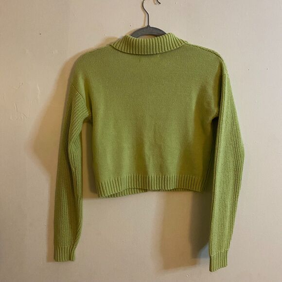 Hollister Lime Green Cropped Button Up Knit Sweater: Size XS - Picture 4 of 6